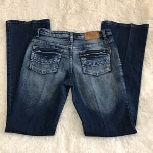 UB JEANS Stretch Embroidered Distressed Details Bootcut SZ M 28/32